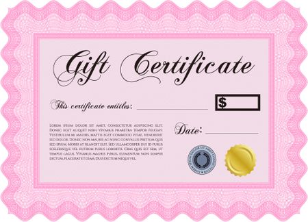 Formal Gift Certificate. Customizable, Easy to edit and change colors. Complex background. Lovely design. 