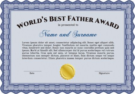 Best Father Award. Border, frame. Artistry design. With linear background. 