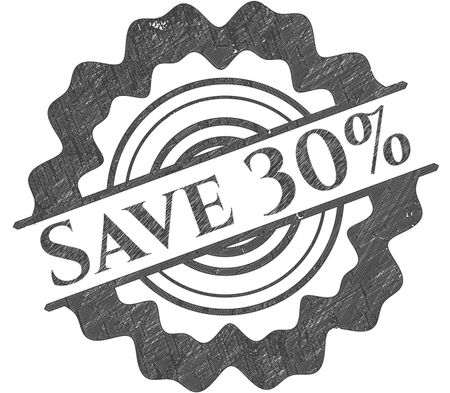 Save 30% drawn with pencil strokes
