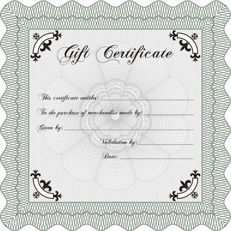 Gift certificate template. Nice design. Printer friendly. Detailed. 