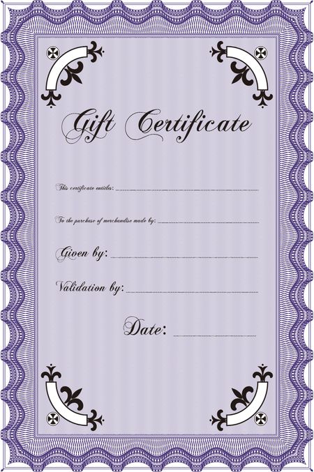 Formal Gift Certificate. Superior design. With quality background. Border, frame. 
