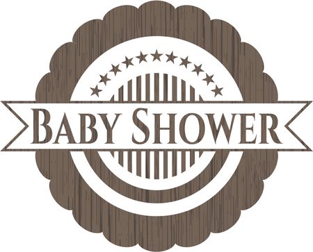 Baby Shower retro wooden emblem