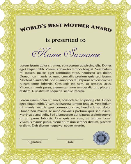 Best Mom Award. Superior design. Border, frame. With quality background. 