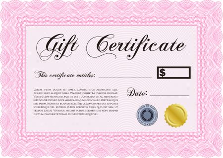 Gift certificate template. Detailed. Complex design. Printer friendly.