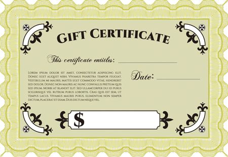 Gift certificate template. Detailed. Complex design. Printer friendly. 