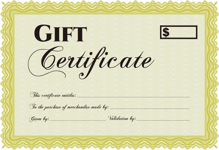 Gift certificate. Easy to print. Detailed. Nice design. 