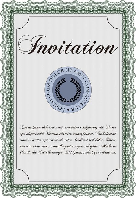 Vintage invitation. With complex linear background. Vector illustration. Excellent complex design.