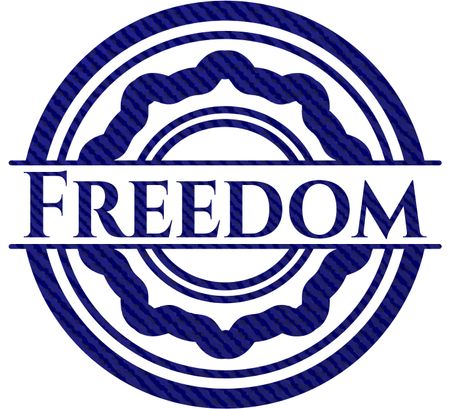 Freedom badge with jean texture