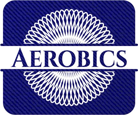 Aerobics badge with denim background