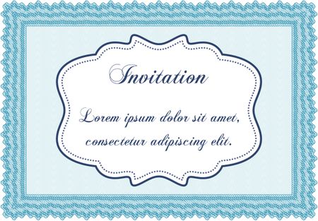 Vintage invitation template. With guilloche pattern and background. Excellent complex design. Vector illustration. 