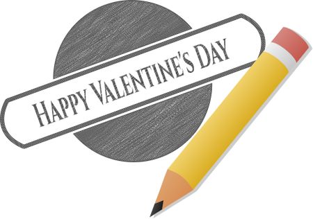 Happy Valentine's Day draw with pencil effect
