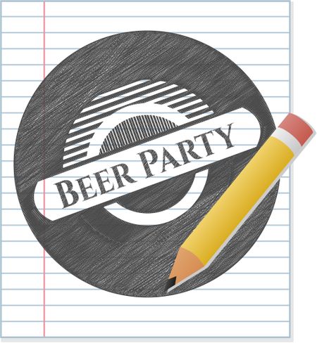 Beer Party with pencil strokes