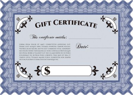 Retro Gift Certificate. With background. Detailed. Cordial design. 