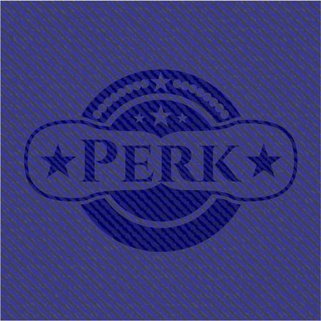 Perk badge with denim texture