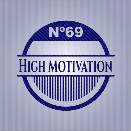 High Motivation badge with denim texture