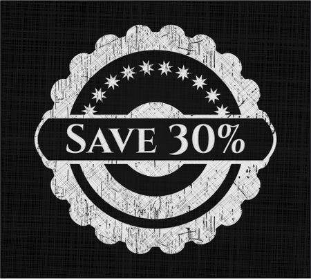 Save 30% chalkboard emblem written on a blackboard