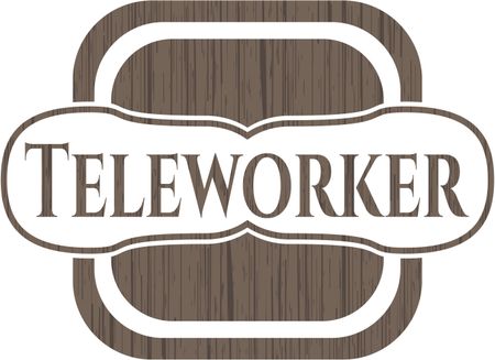 Teleworker retro wood emblem