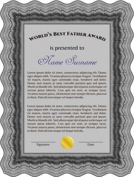 Best Father Award. Beauty design. With linear background. Border, frame. 