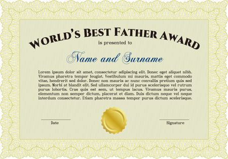 Best Father Award. With linear background. Beauty design. Border, frame. 
