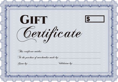 Gift certificate template. With linear background. Beauty design. Border, frame. 