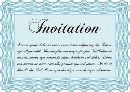 Vintage invitation template. Vector illustration. Elegant design. With guilloche pattern. 