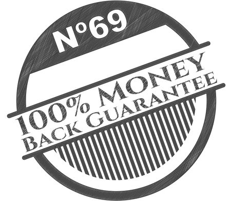 100% Money Back Guarantee drawn with pencil strokes
