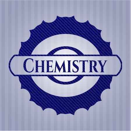 Chemistry emblem with jean texture