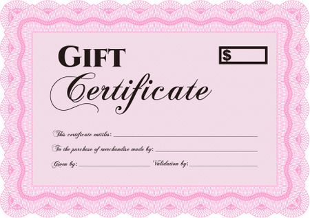 Vector Gift Certificate template. Excellent complex design. Vector illustration. With guilloche pattern and background. 