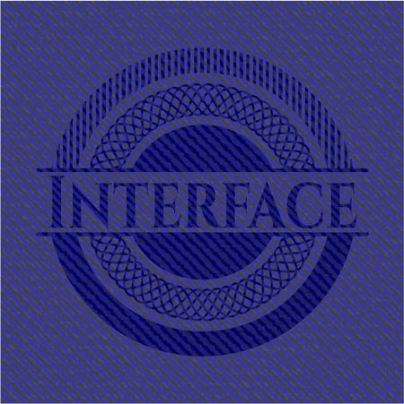 Interface emblem with denim high quality background