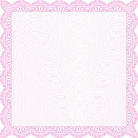 Pink Diploma template or certificate template. With quality background. Vector pattern that is used in money and certificate. Beauty design. 