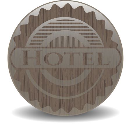 Hotel wooden emblem. Retro