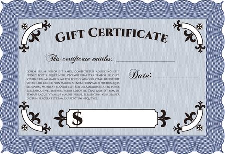 Gift certificate. Cordial design. With background. Detailed. 