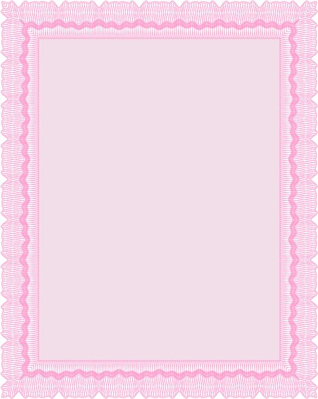 Certificate or diploma template. Good design. With background. Border, frame. Pink color.