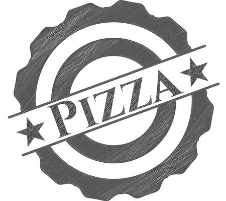 Pizza emblem with pencil effect