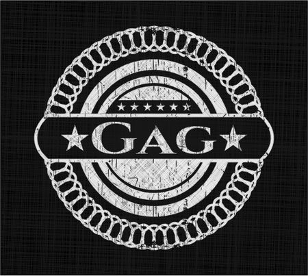 Gag chalkboard emblem on black board