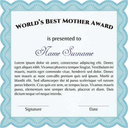 World's Best Mother Award. Nice design. Detailed. Easy to print. 