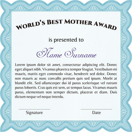 World's Best Mother Award. Nice design. Detailed. Easy to print.