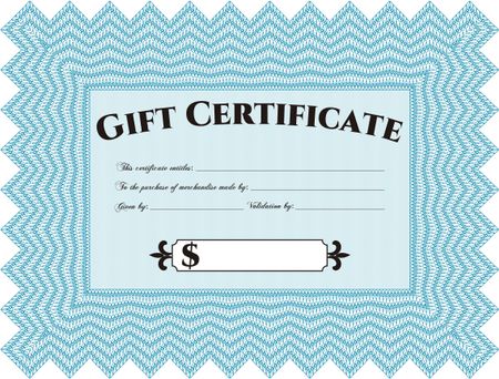 Vector Gift Certificate template. Vector illustration. Excellent complex design. With complex linear background. 