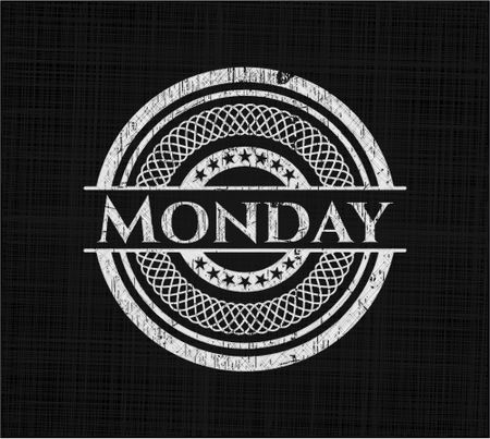 Monday chalk emblem, retro style, chalk or chalkboard texture