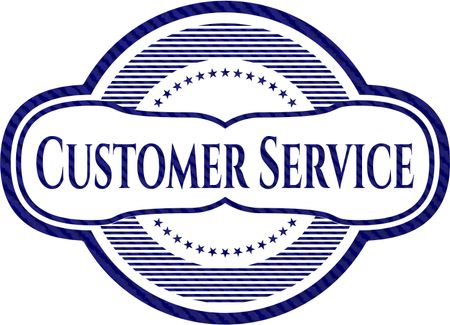 Customer Service jean or denim emblem or badge background
