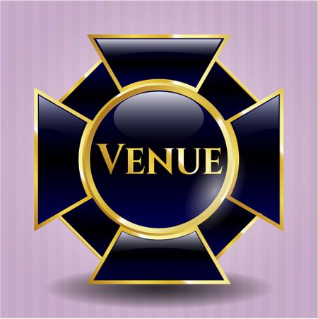 Venue golden badge or emblem