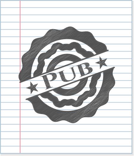 Pub emblem with pencil effect