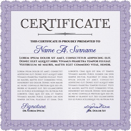  Certificate or diploma template. Border, frame. With background. Good design. 