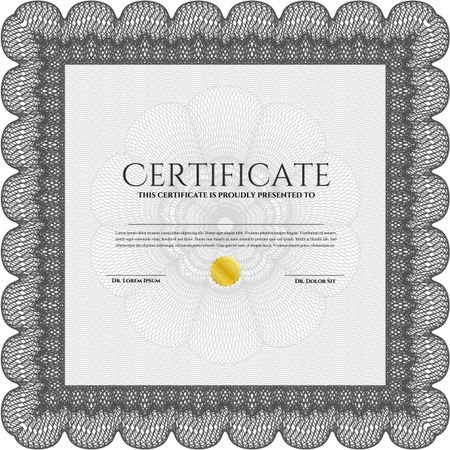 Grey Certificate template or diploma template. Vector pattern that is used in currency and diplomas.Superior design. Complex background. 