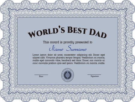 World's Best Father Award Template. Customizable, Easy to edit and change colors. Excellent design. With complex background. 