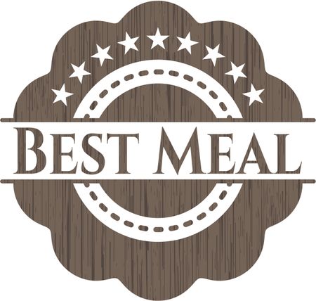 Best Meal badge with wooden background