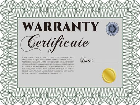 Sample Warranty. Beauty design. With linear background. Border, frame. 