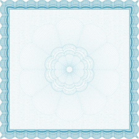 Certificate template or diploma template. Complex background. Vector pattern that is used in currency and diplomas.Beauty design. Light blue color.