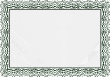 Certificate template or diploma template. Complex background. Vector pattern that is used in currency and diplomas.Beauty design. Green color.