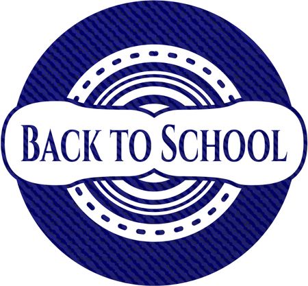 Back to School emblem with jean texture